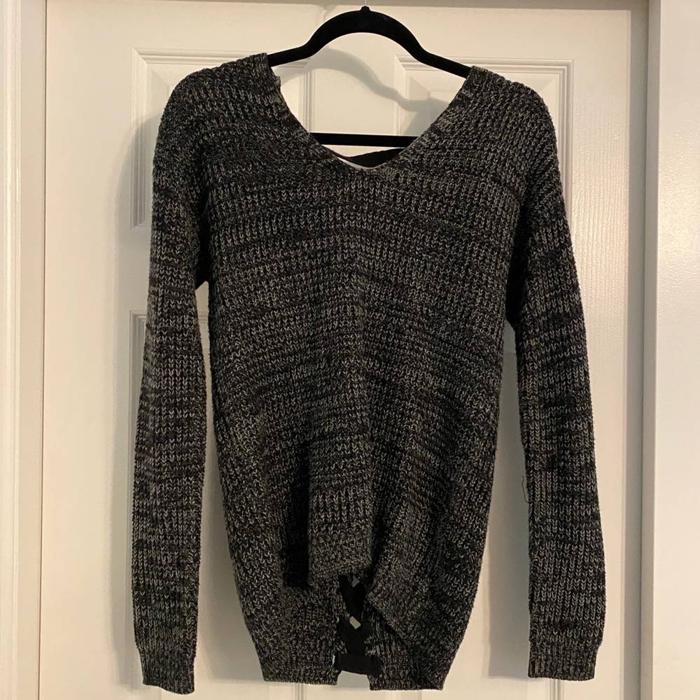 SO Lace Up Back Sweater
